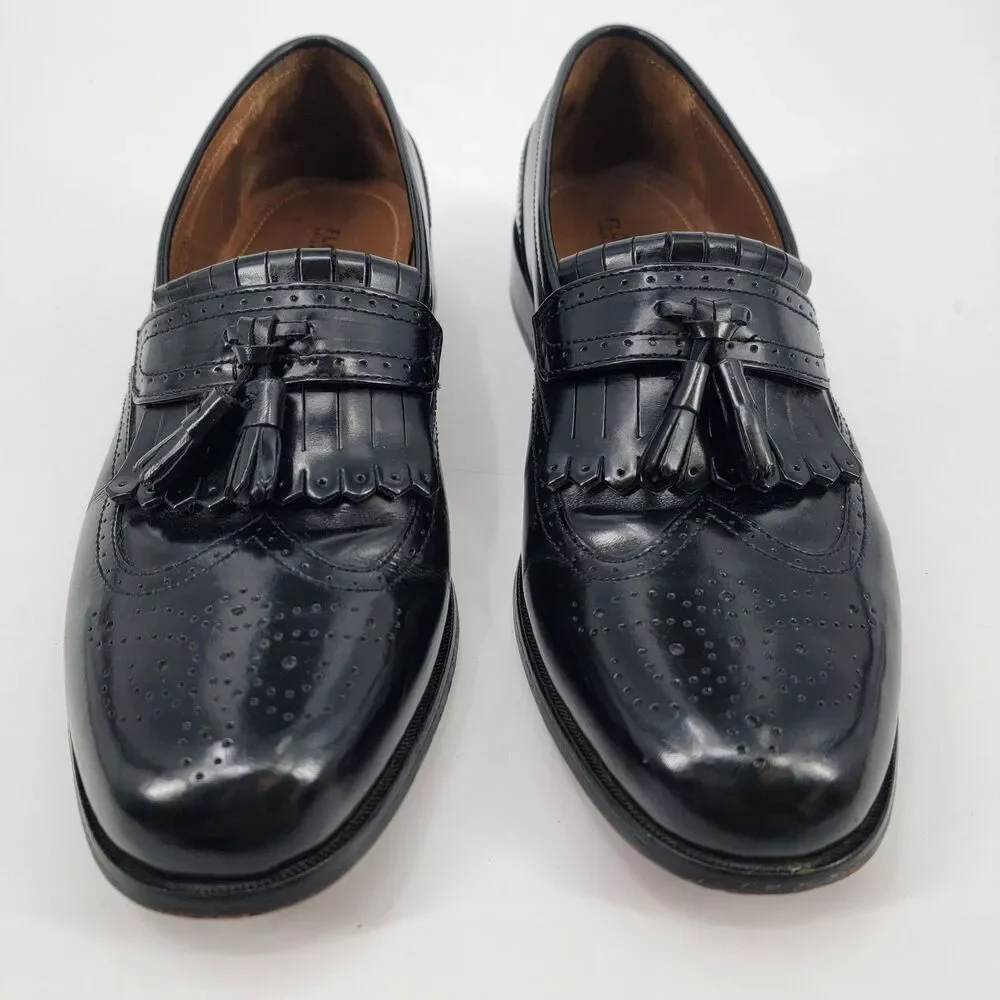 Florsheim Brinson Black Leather Kiltie Tassel Wingtip Loafers Shoes 8D 11223